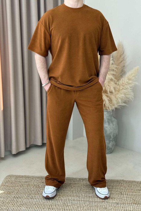 SET NJË NGJYRËSH T-SHIRT+TUTA PËR MESHKUJ NË NGJYRË TULLË - 1