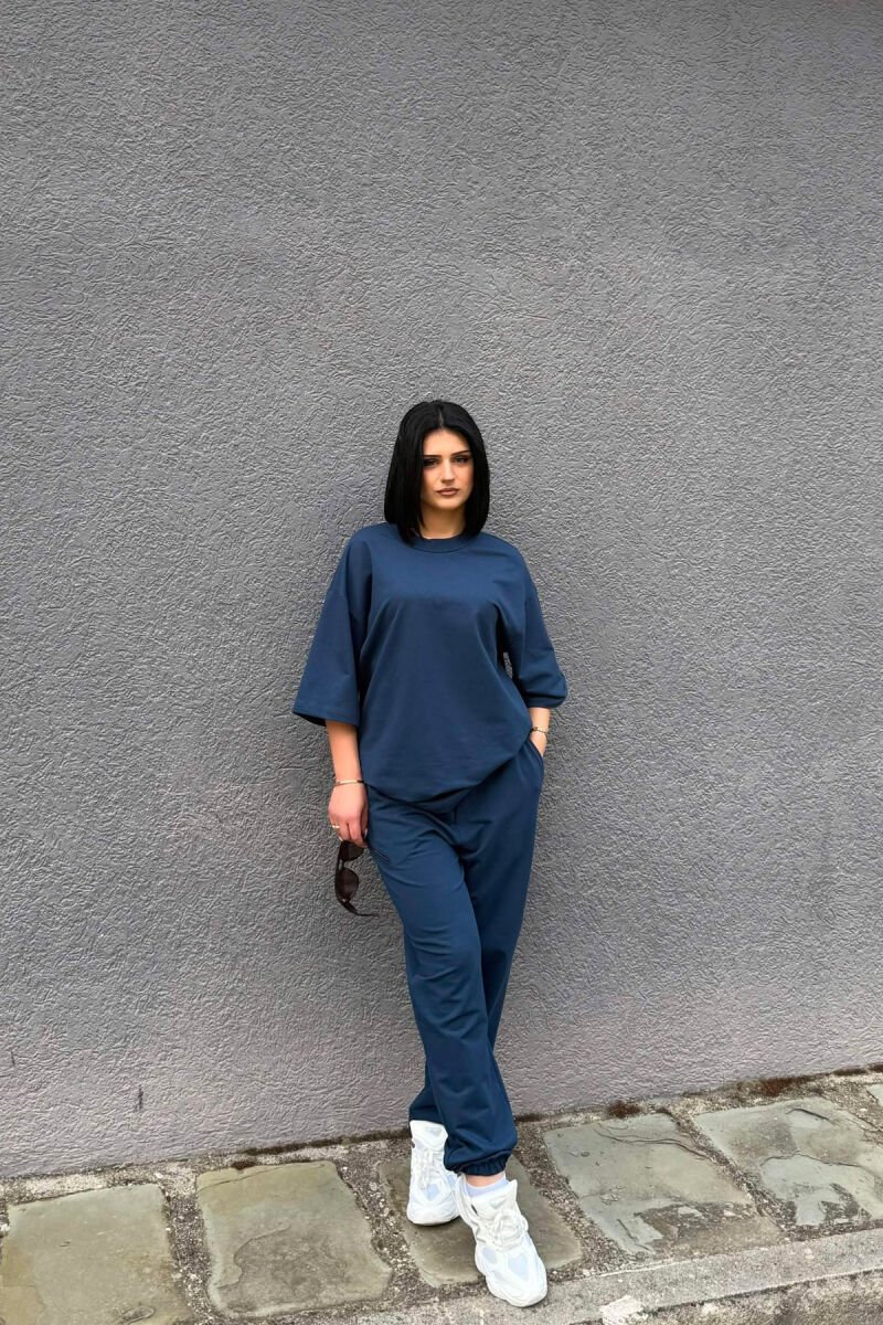 SET NJE NGJYRESH T-SHIRT I THJESHTE + TUTA PER FEMRA NE NGJYRE BLU - 4