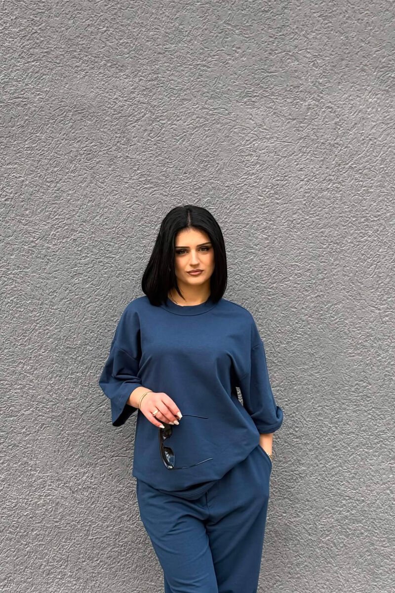 SET NJE NGJYRESH T-SHIRT I THJESHTE + TUTA PER FEMRA NE NGJYRE BLU - 5