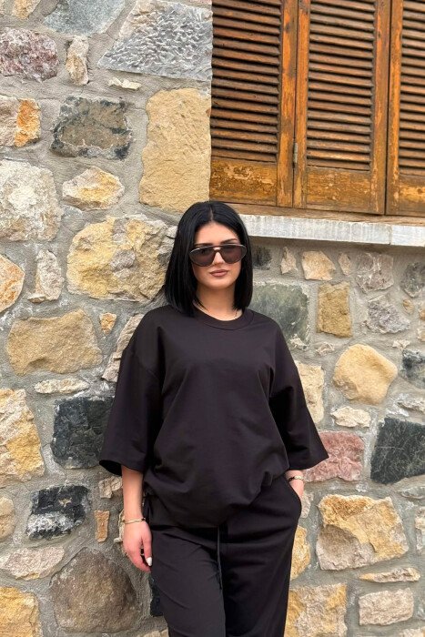 SET NJE NGJYRESH T-SHIRT I THJESHTE + TUTA PER FEMRA NE NGJYRE TE ZEZE - TE ZEZE - 3