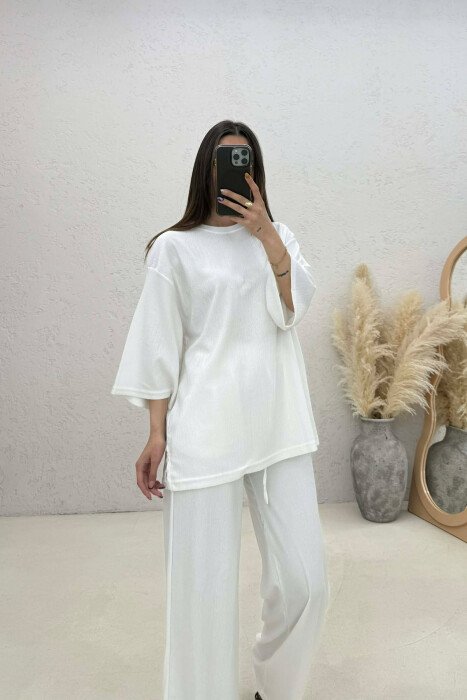 SET NJE NGJYRESH T-SHIRT + PANTALLONA PER FEMRA NE NGJYRE TE BARDHE - 3