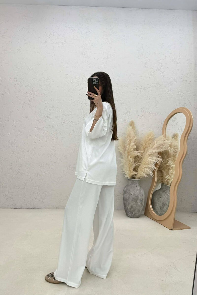 SET NJE NGJYRESH T-SHIRT + PANTALLONA PER FEMRA NE NGJYRE TE BARDHE - 4