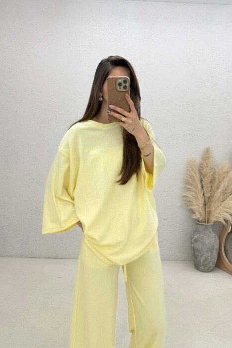 SET NJE NGJYRESH T-SHIRT + PANTALLONA PER FEMRA NE NGJYRE TE VERDHE - 2