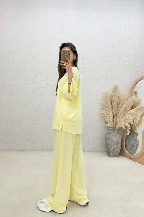SET NJE NGJYRESH T-SHIRT + PANTALLONA PER FEMRA NE NGJYRE TE VERDHE - 4