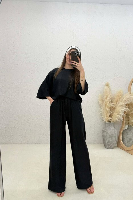 SET NJE NGJYRESH T-SHIRT + PANTALLONA PER FEMRA NE NGJYRE TE ZEZE - 2