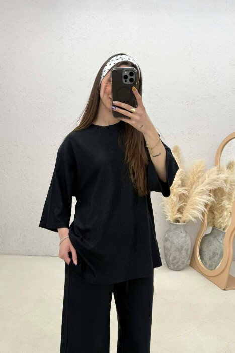 SET NJE NGJYRESH T-SHIRT + PANTALLONA PER FEMRA NE NGJYRE TE ZEZE - 4