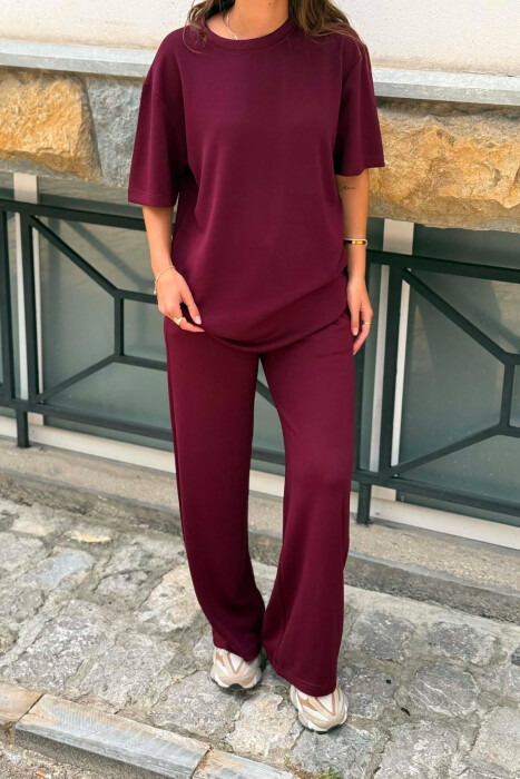 SET NJE NGJYRESH T-SHIRT + TUTA PER FEMRA NE NGJYRE VISHNJE - 3