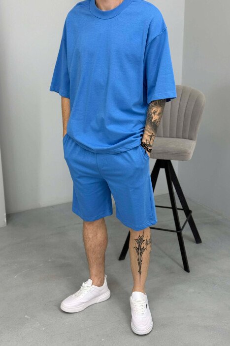 SET NJE NGJYRESH T-SHIRT + TUTA PER MESHKUJ NE NGJYRE BLU TE ZBARDHUR - 2