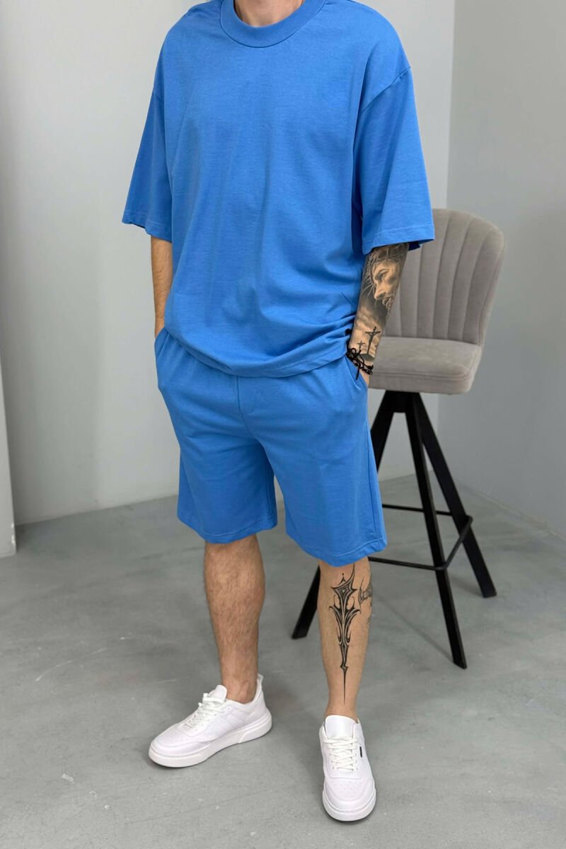 SET NJE NGJYRESH T-SHIRT + TUTA PER MESHKUJ NE NGJYRE BLU TE ZBARDHUR - 2