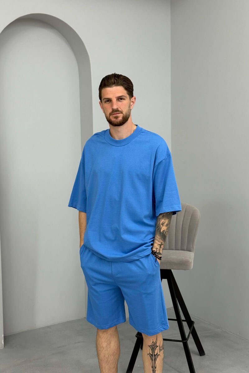 SET NJE NGJYRESH T-SHIRT + TUTA PER MESHKUJ NE NGJYRE BLU TE ZBARDHUR - 3
