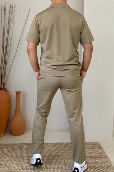 SET NJË NGJYRËSH T-SHIRT+TUTA PËR MESHKUJ NË NGJYRËN BEZHË - 3
