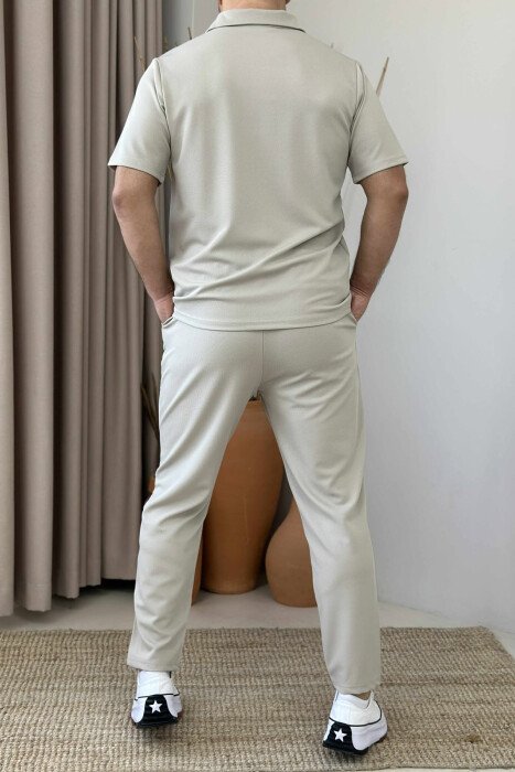 SET NJË NGJYRËSH T-SHIRT+TUTA PËR MESHKUJ NË NGJYRËN BEZHË - 3