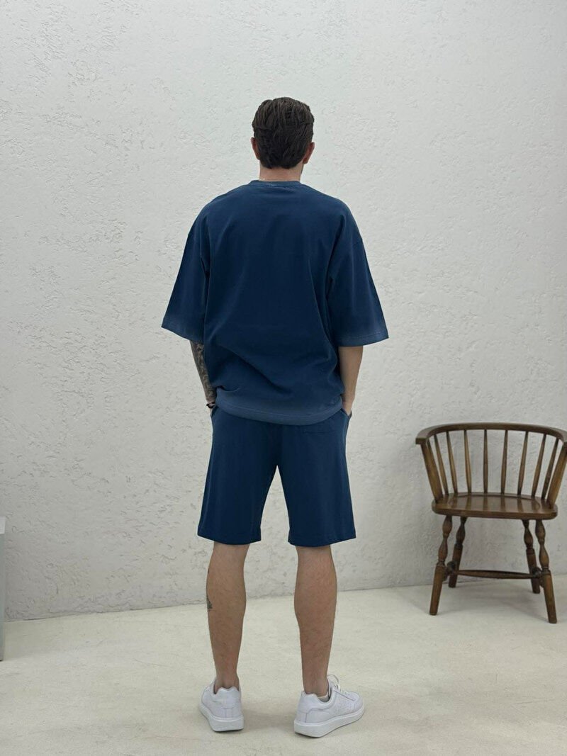 SET NJE NGJYRESH T-SHIRT + TUTA TE SHKURTRA PER MESHKUJ NE NGJYRE BLU - 4