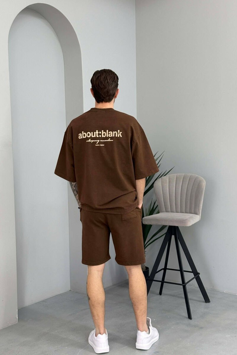 SET NJE NGJYRESH T-SHIRT + TUTA TE SHKURTRA PER MESHKUJ NE NGJYRE KAFE - 4
