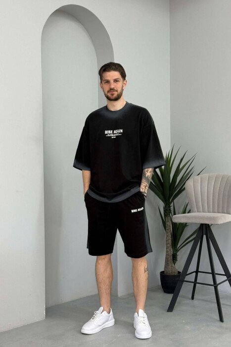 SET NJE NGJYRESH T-SHIRT + TUTA TE SHKURTRA PER MESHKUJ NE NGJYRE TE ZEZE - 3