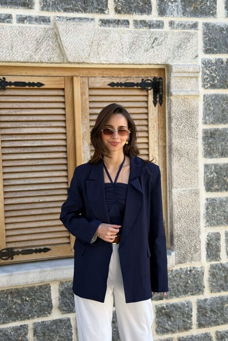 SET NJE NGJYRESH XHAKETE + CROP TOP PER FEMRA NE NGJYRE BLU - 1