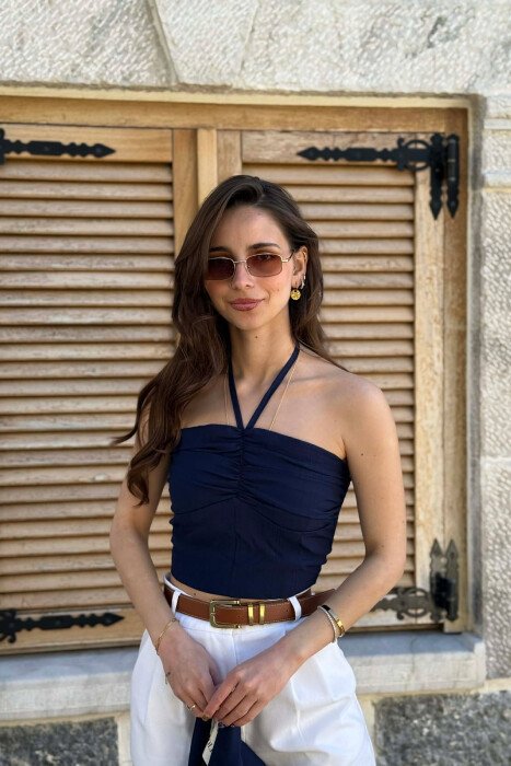 SET NJE NGJYRESH XHAKETE + CROP TOP PER FEMRA NE NGJYRE BLU - 2