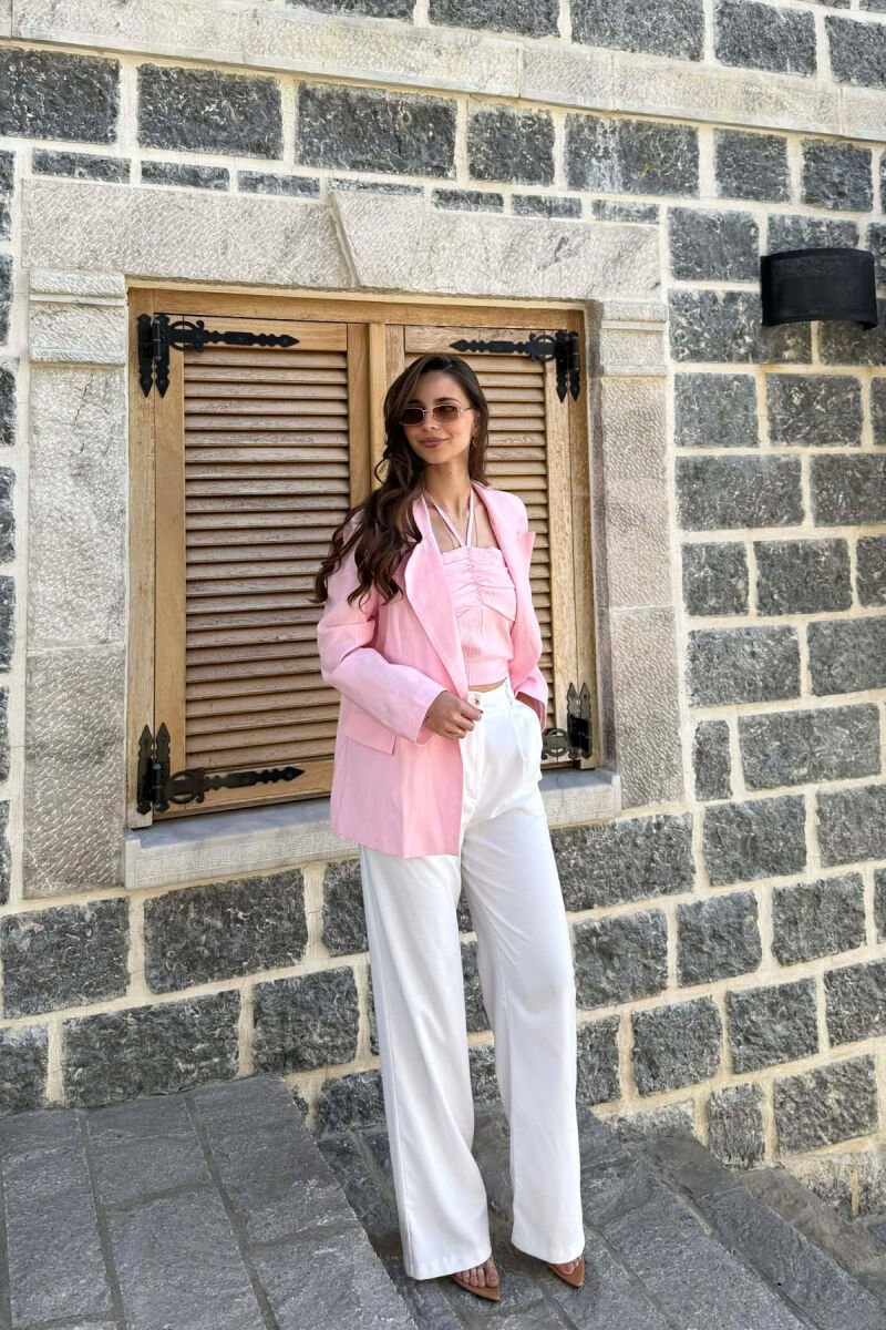 SET NJE NGJYRESH XHAKETE + CROP TOP PER FEMRA NE NGJYRE ROZE - 3