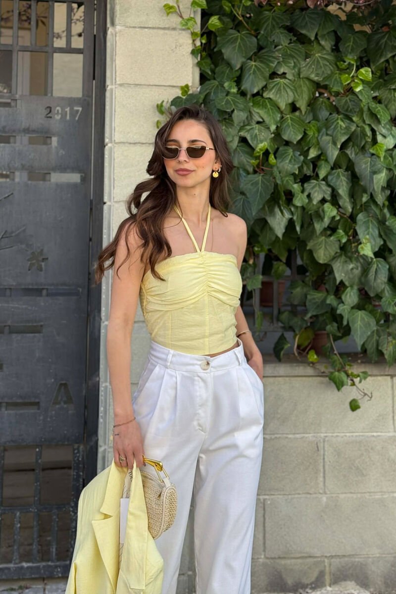 SET NJE NGJYRESH XHAKETE + CROP TOP PER FEMRA NE NGJYRE TE VERDHE - 2