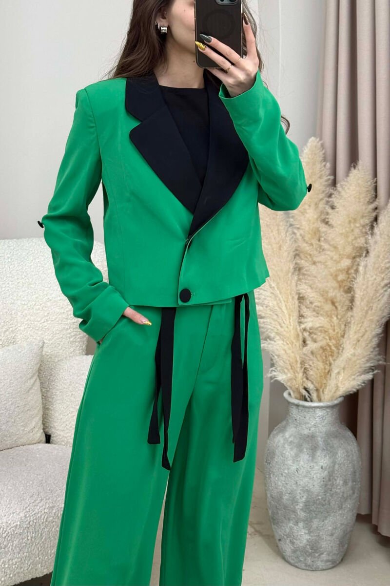 SET NJE NGJYRESH XHAKETE E SHKURTER +PANTALLONA PER FEMRA NE NGJYRE JESHILE - 4