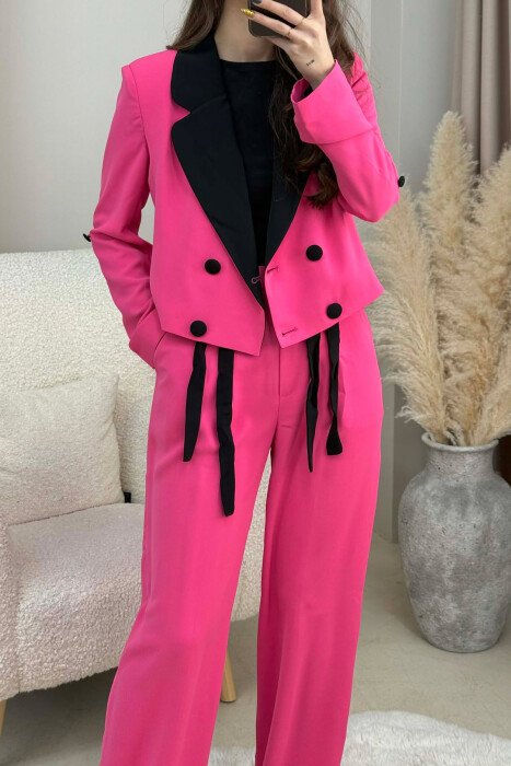 SET NJE NGJYRESH XHAKETE E SHKURTER+PANTALLONA PER FEMRA NE NGJYRE ROZE - 3