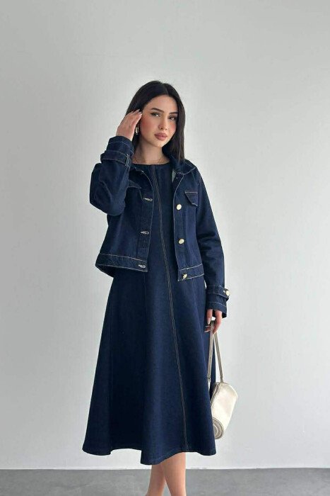 SET NJE NGJYRESH XHAKETE + FUSTAN XHINS PER FEMRA NE NGJYRE BLU - 1