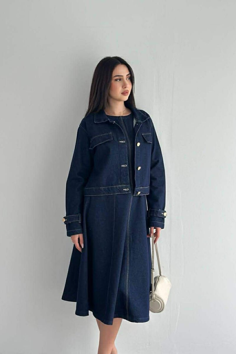 SET NJE NGJYRESH XHAKETE + FUSTAN XHINS PER FEMRA NE NGJYRE BLU - 3