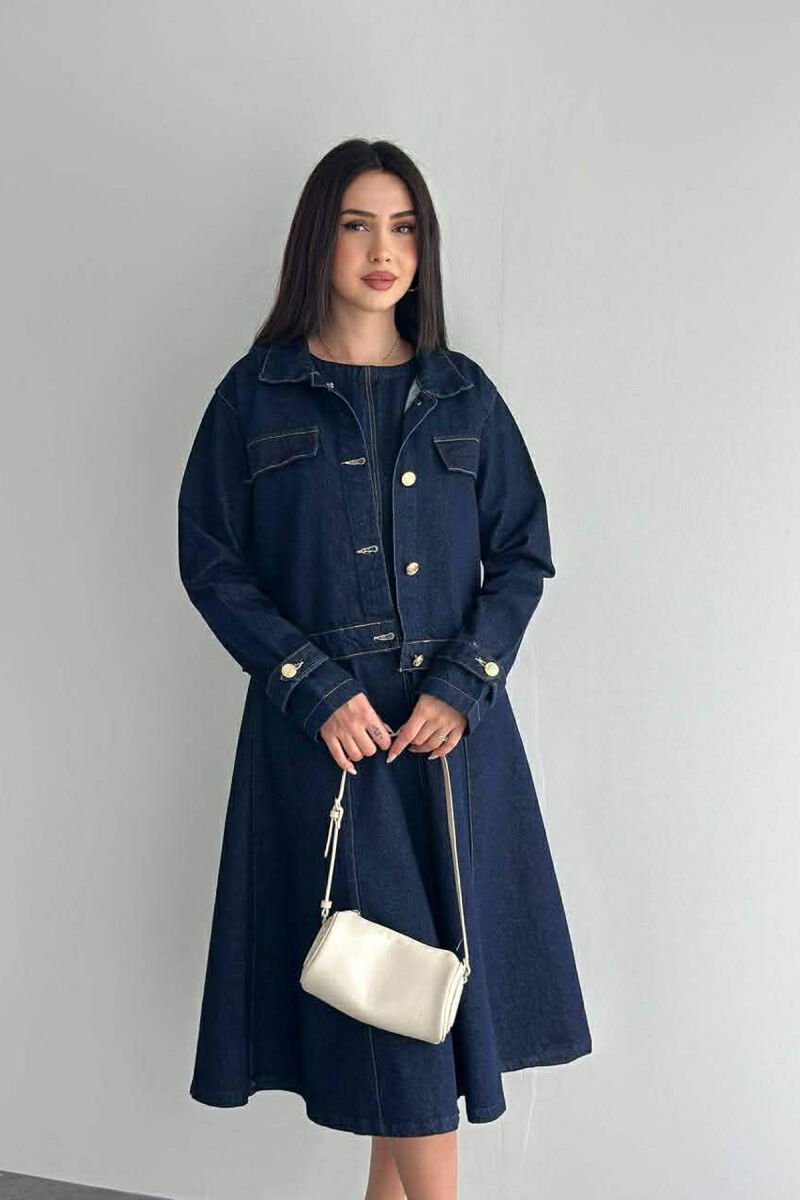 SET NJE NGJYRESH XHAKETE + FUSTAN XHINS PER FEMRA NE NGJYRE BLU - 5