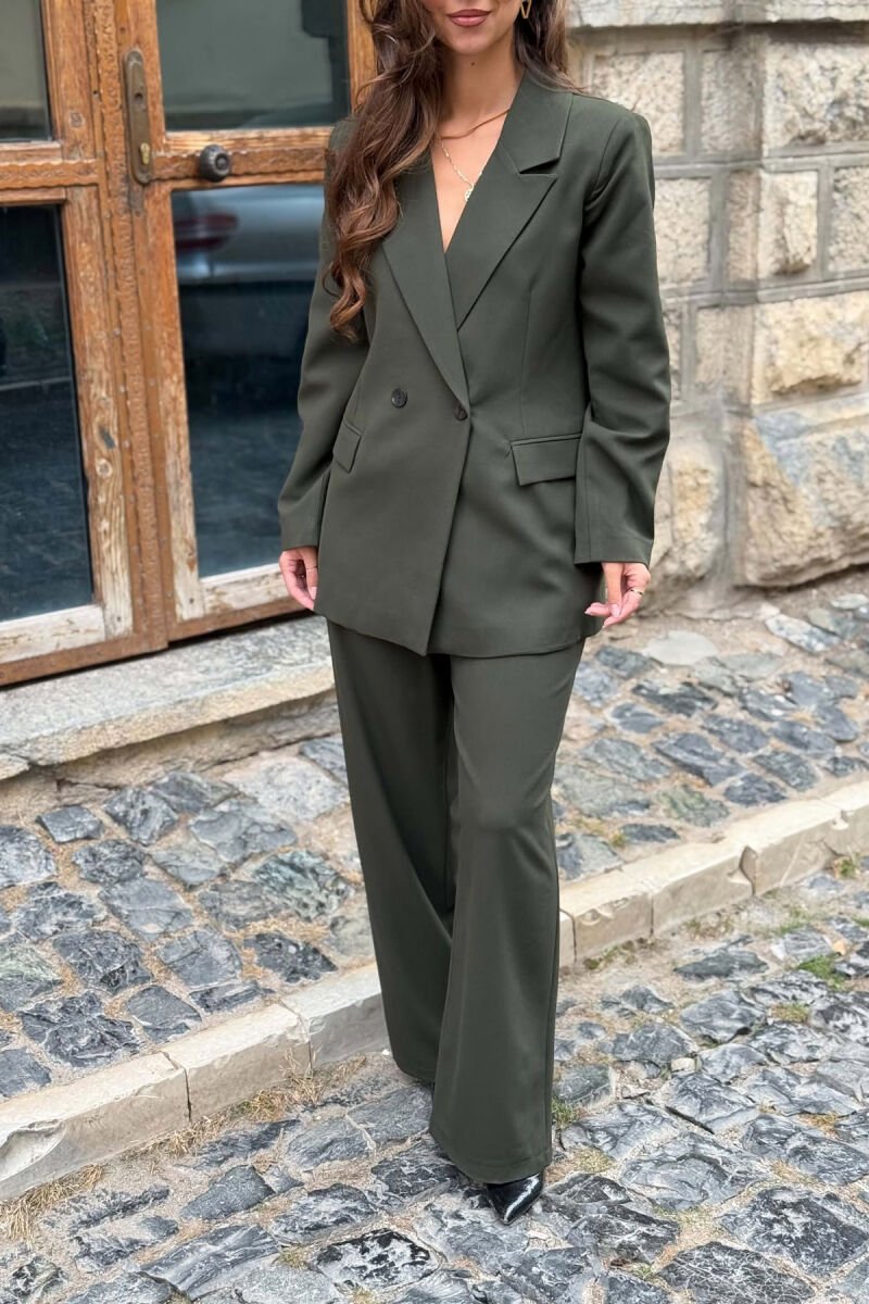 SET NJË NGJYRESH XHAKETE KLASIKE+PANTALLONA PËR FEMRA NE NGJYRE JESHILE - 2
