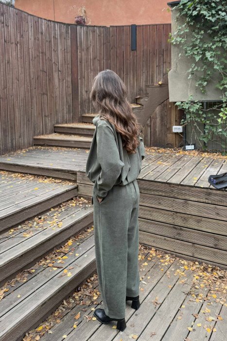 SET NJË NGJYRËSH XHAKETË ME ZINXHIR +PANTALLONA PËR FEMRA NË NGJYRË ULLI - 4