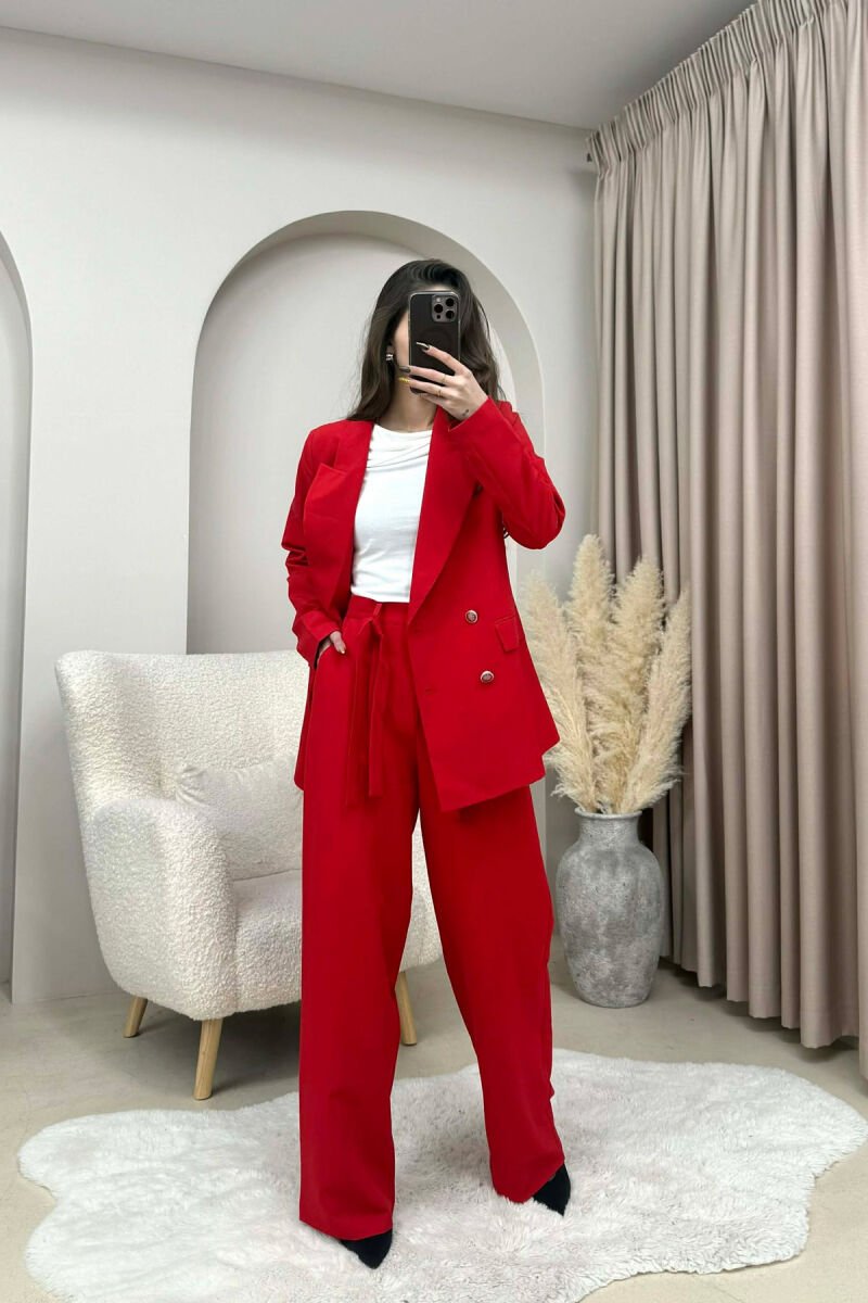 SET NJE NGJYRESH XHAKETE +PANTALLONA PER FEMRA NE NGJYRE TE KUQE - 3