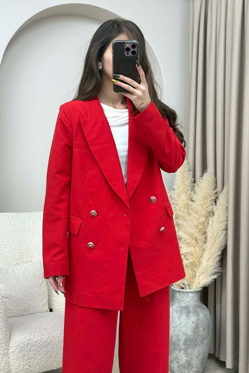 SET NJE NGJYRESH XHAKETE +PANTALLONA PER FEMRA NE NGJYRE TE KUQE - 4