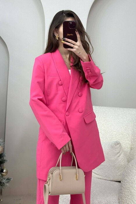 SET NJE NGJYRESH XHAKETE+PANTALLONA KLASIKE PER FEMRA NE NGJYRE ROZE - 2