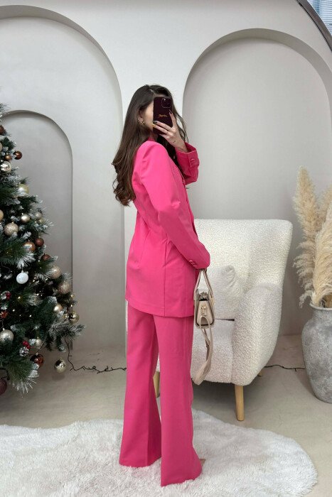 SET NJE NGJYRESH XHAKETE+PANTALLONA KLASIKE PER FEMRA NE NGJYRE ROZE - 3