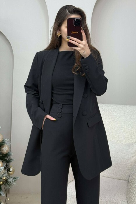 SET NJE NGJYRESH XHAKETE+PANTALLONA KLASIKE PER FEMRA NE NGJYRE TE ZEZE - 4