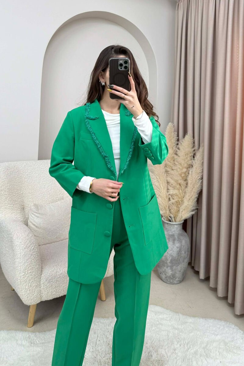 SET NJE NGJYRESH XHAKETE + PANTALLONA PER FEMRA NE NGJYRE JESHILE - 2