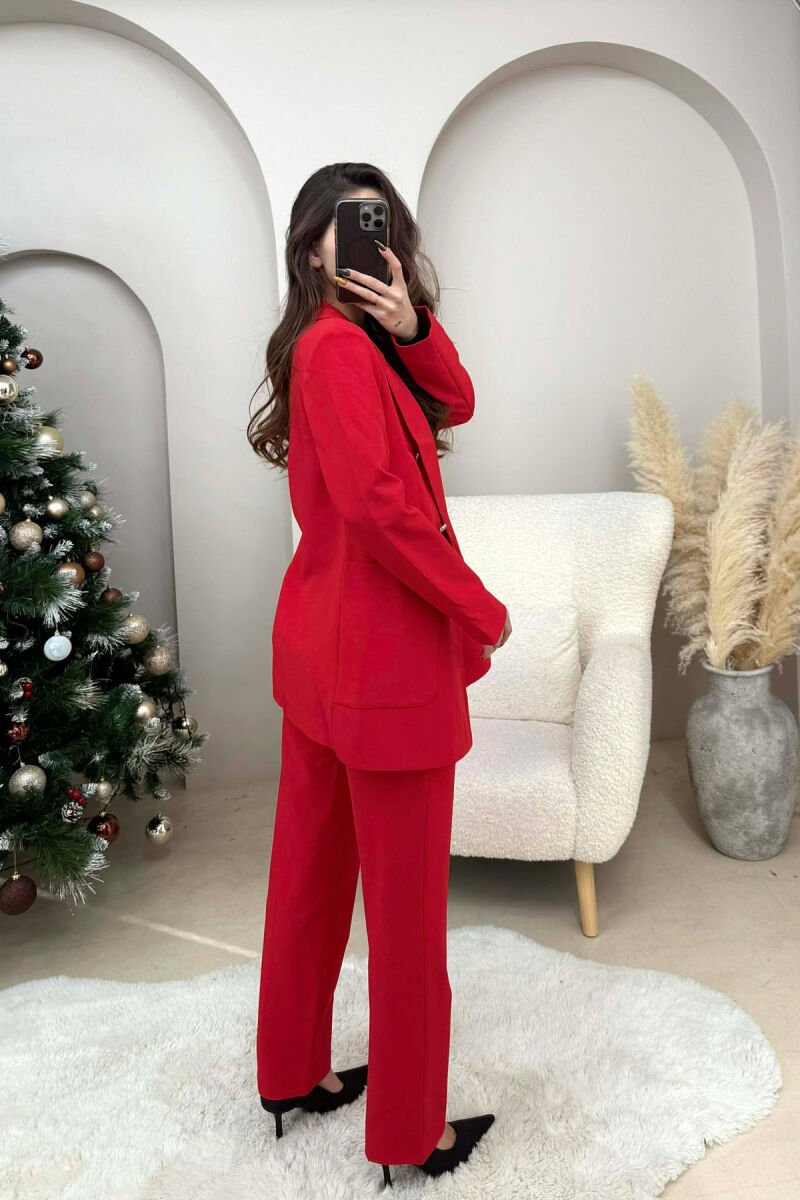 SET NJE NGJYRESH XHAKETE +PANTALLONA PER FEMRA NE NGJYRE TE KUQE - 3