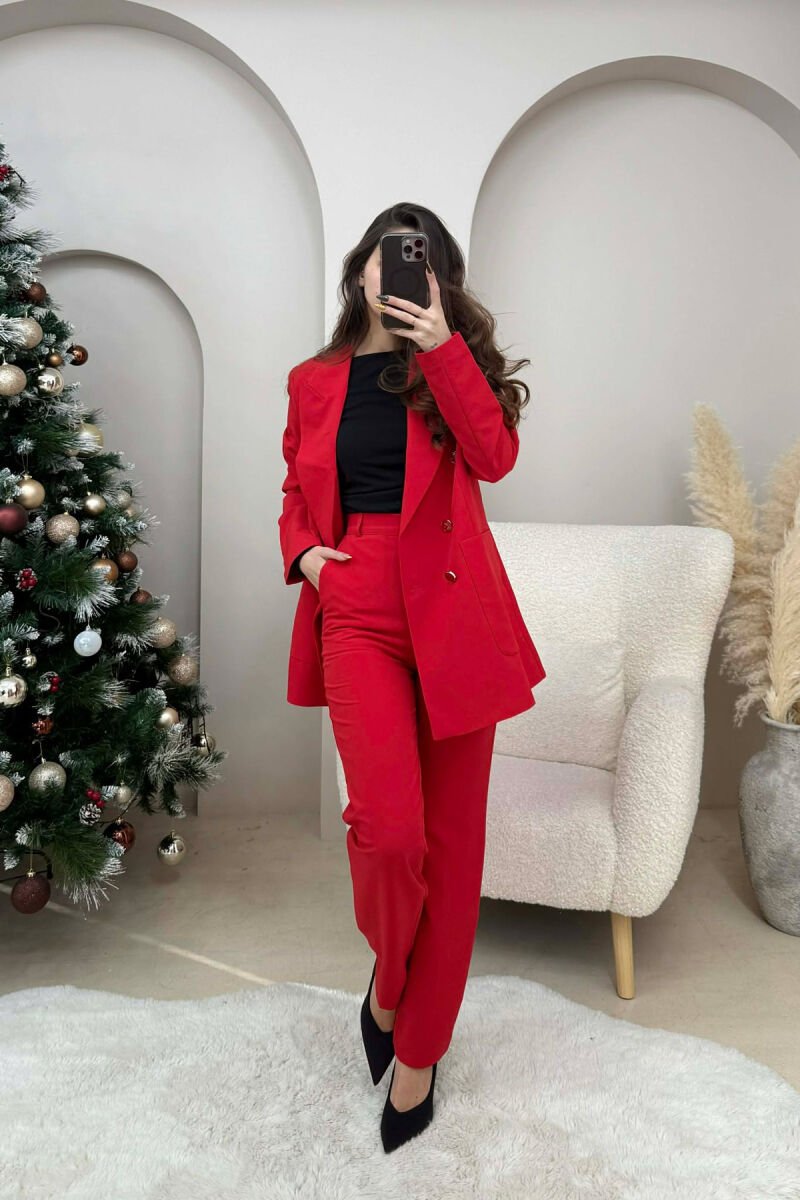 SET NJE NGJYRESH XHAKETE +PANTALLONA PER FEMRA NE NGJYRE TE KUQE - 4