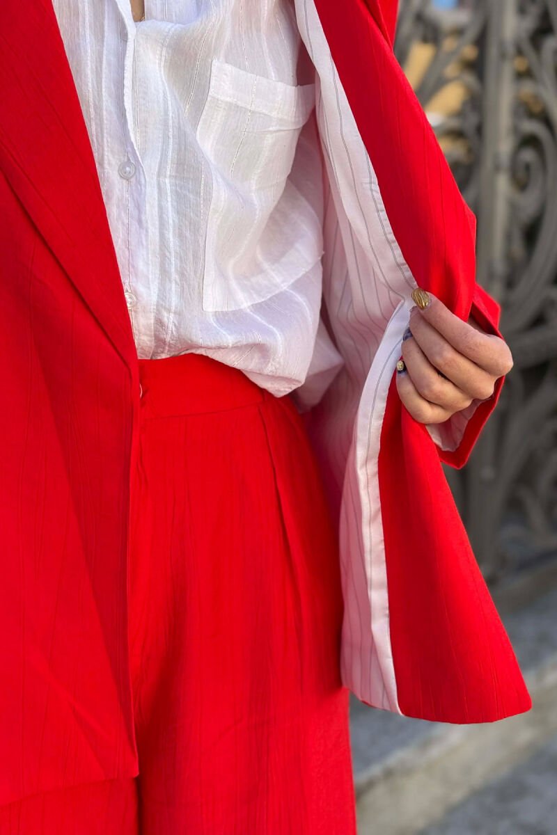 SET NJE NGJYRESH XHAKETE + PANTALLONA PER FEMRA NE NGJYRE TE KUQE - 7