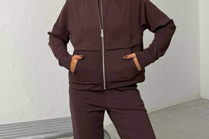SET NJE NGJYRESH XHAKETE + TUTA PER FEMRA NE NGJYRE KAFE - 4