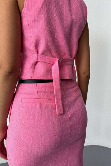 SET NJË NGJYRËSH JELEK+FUND PËR FEMRA NË NGJYRË ROZË - 3