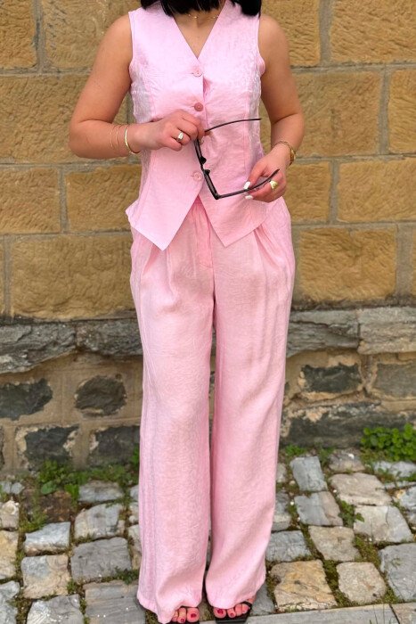 SET NJE NGJYRESH JELEK + PANTALLONA PER FEMRA NE NGJYRE ROZE - 3