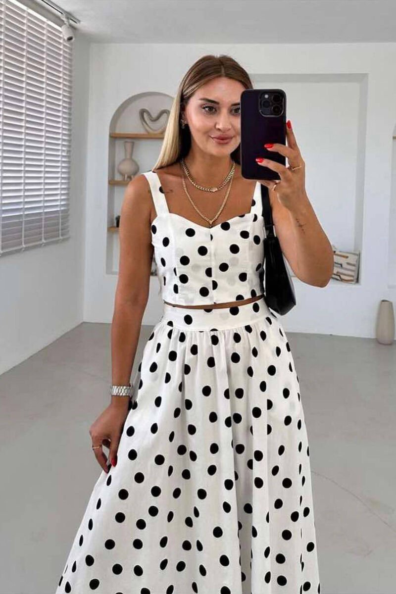 SET PËR FEMRA CROP DHE FUND ME PIKA NË NGJYRË TË BARDHË DHE TË ZEZË - 3