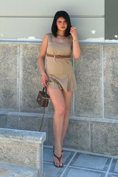 SET PER FEMRA KANATIERE ME DETAJIN E RRIPIT + FUND PANTALLONE NE NGJYRE BEZHE - 5