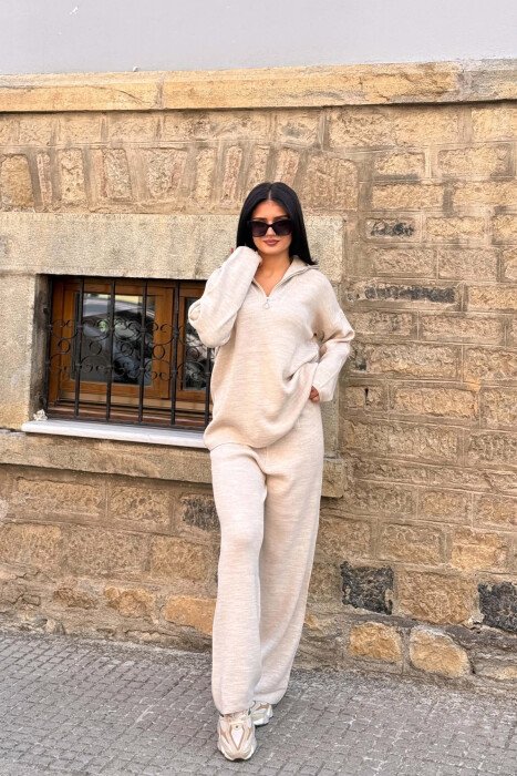 SET PULOVER+TUTA PER FEMRA NE NGJYRE BEZHE - KLAUDIO FASHION