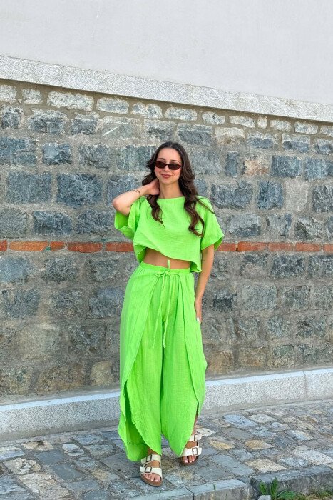 SET T-SHIRT LINO + PANTALLONA PER FEMRA NE NGJYRE NEON - 3