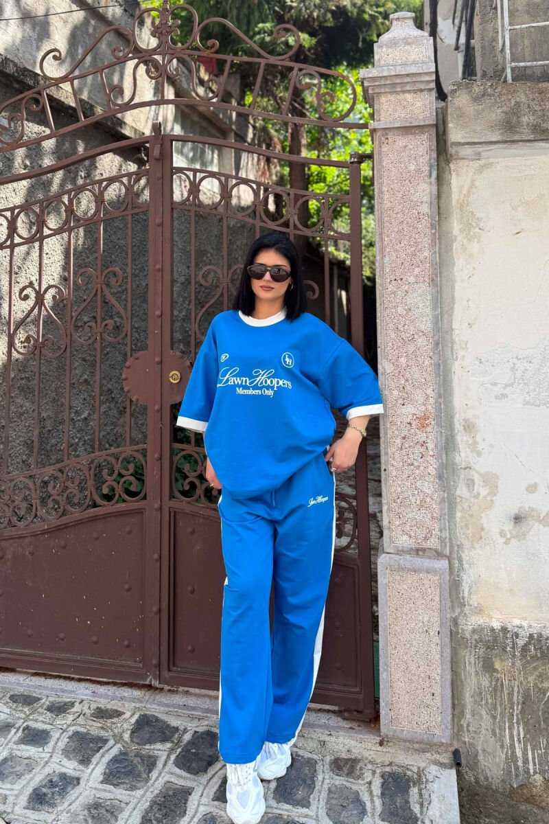 SET T-SHIRT ME SHKRIME NE PJESEN PARA + TUTA PER FEMRA NE NGJYRE BLU - 5
