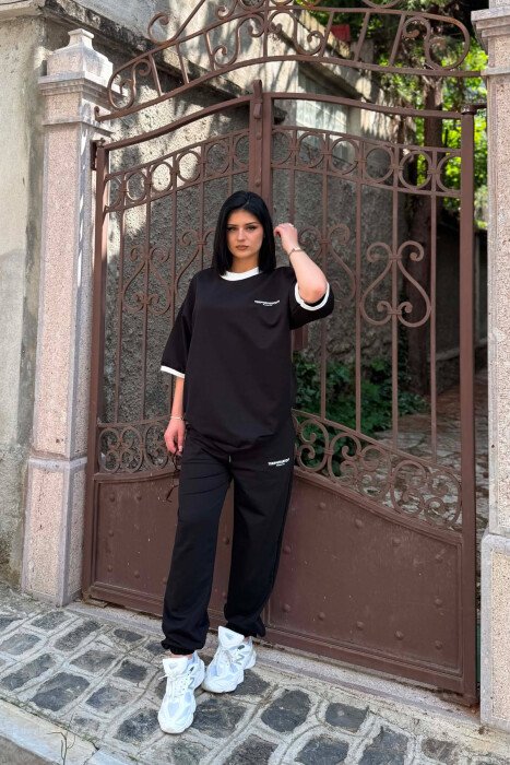 SET T-SHIRT ME SHKRIME PARA & PAS + TUTA PER FEMRA NE NGJYRE TE ZEZE - 1