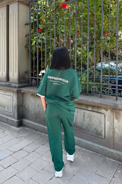 SET T-SHIRT ME SHKRIME PARA & PAS + TUTA PER FEMRA NE NGJYRE JESHILE - 4