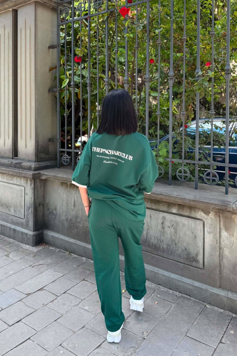 SET T-SHIRT ME SHKRIME PARA & PAS + TUTA PER FEMRA NE NGJYRE JESHILE - 4